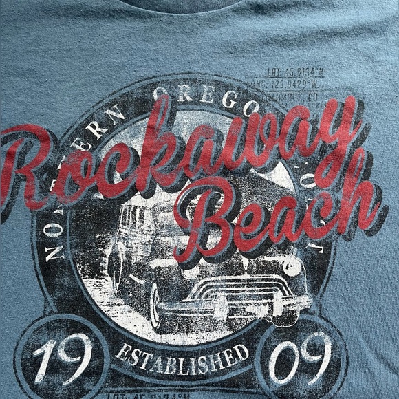 Rockaway Beach Blueish Gray T-shirt DELTA PRO WEIGHT Size XL - Picture 2 of 6